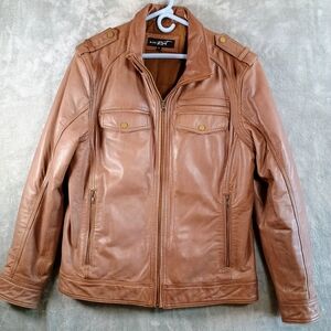 Black Rivet Women's Classic Brown Leather Motorcycle Jacket